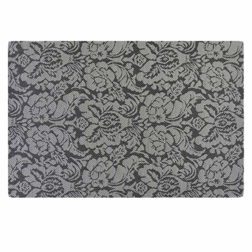 4 Pcs Rose Jacquard Dining Table Place Mats PVC Placemats Easycare Wipe Clean Table Mats 17.7x11.8 inch, Black