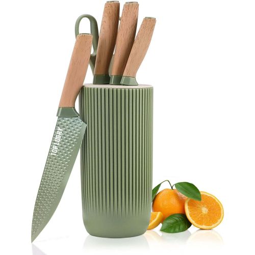 Kitchen Knife Set, 6 Pieces Green Professional Knife Set with Universal Knife Block, Super Sharp Knife Set with Ergonomic Handle Kitchen Knife Set, 6 Pieces Green Professional Knife Set with Universal Knife Block, Super Sharp Knife Set with Ergonomic Handle